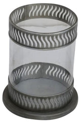 Medium metal and glass candle holder (27cm) with elegant design, perfect for creating a warm ambiance in any space.