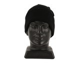 Chic black acrylic beanie for winter, offering warmth, comfort, and style for all outdoor activities.
