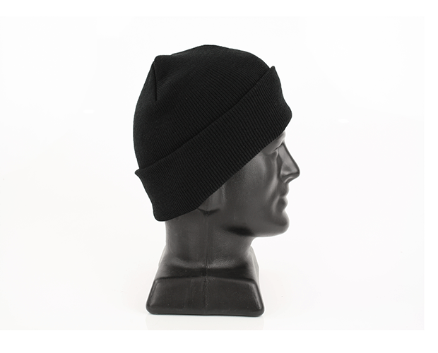 Chic black acrylic beanie, perfect for winter warmth and style, suitable for both men and women.
