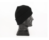 Chic black acrylic beanie, perfect for winter warmth and style, suitable for both men and women.