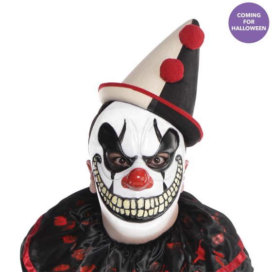 Creepy Freak Show Clown Mask with vibrant colors and intricate details, perfect for Halloween and themed parties.