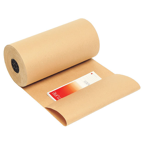 Marbig Kraft Paper Roll 450mmx340m, strong and versatile for wrapping, shipping, and DIY projects with dispenser compatibility.