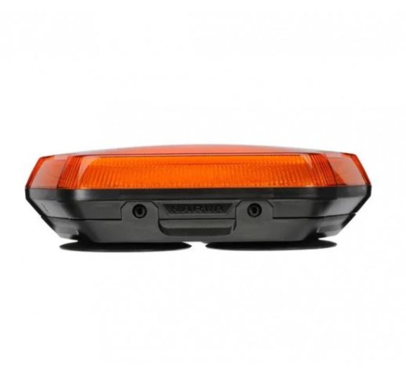 High-intensity amber LED light box with magnetic mount, versatile for safety in transport and construction, 10-80V input.