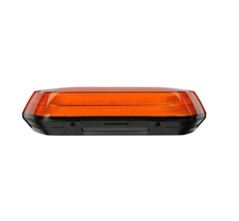 Amber LED light box with 168 high-powered LEDs, IP67+69K rating, versatile mounting options for safety in industrial applications.