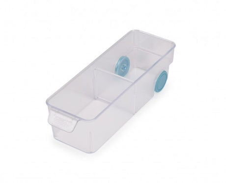 Joseph Joseph FridgeStore Small Storage: compact fridge drawer with easy-pull handle, wheels, and customizable divider for organized food storage.