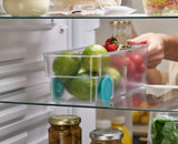 Joseph Joseph FridgeStore Small Storage: compact fridge drawer with easy-pull handle, wheels, and removable divider for organized food.