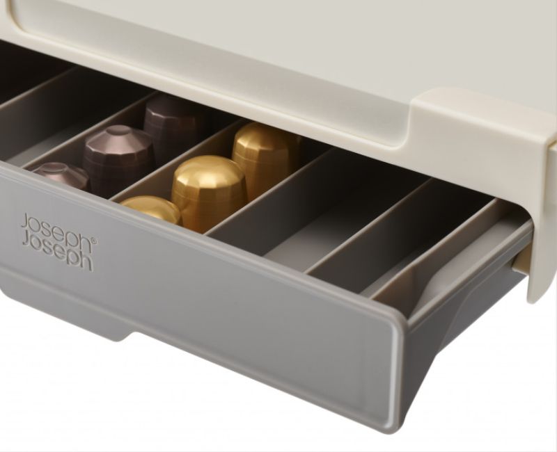 Joseph Joseph CupboardStore Coffee Pod Drawer designed for organizing up to 30 Nespresso capsules under a cupboard shelf.