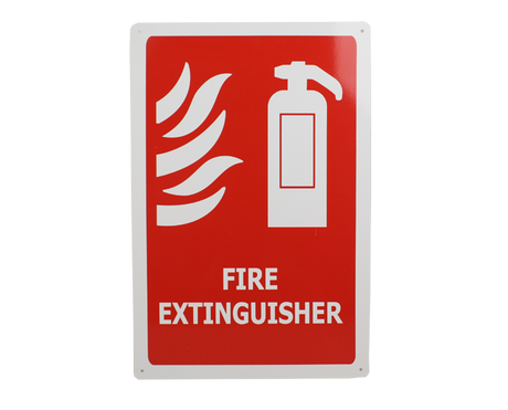 Fire Sign Fire Extinguisher in durable PVC, 240 x 340mm, clearly indicates fire extinguisher location for workplace safety.
