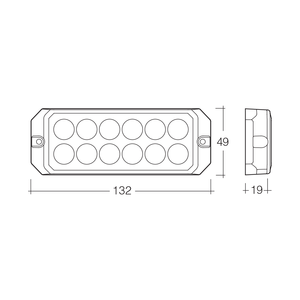 Narva - Warning Light 12/24v 12 Led Amber