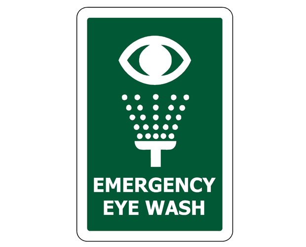 Emergency Eye Wash PVC sign, 240x340mm, essential for quick access to emergency eye wash stations in hazardous environments.