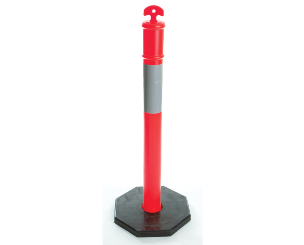 Set of 2 Safety Cones T-Top Bollards, 1150mm high, with 6kg rubber bases and reflective tape for enhanced visibility and stability.