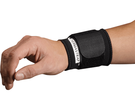 Small black Thermastrap 127 wrist strap with Fabron® lining for joint support, warmth, and moisture control.