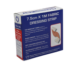 High-quality Amtech Aeroplast Fabric Dressing Strips, 7.5cm x 1m, with durable adhesive for reliable wound protection.