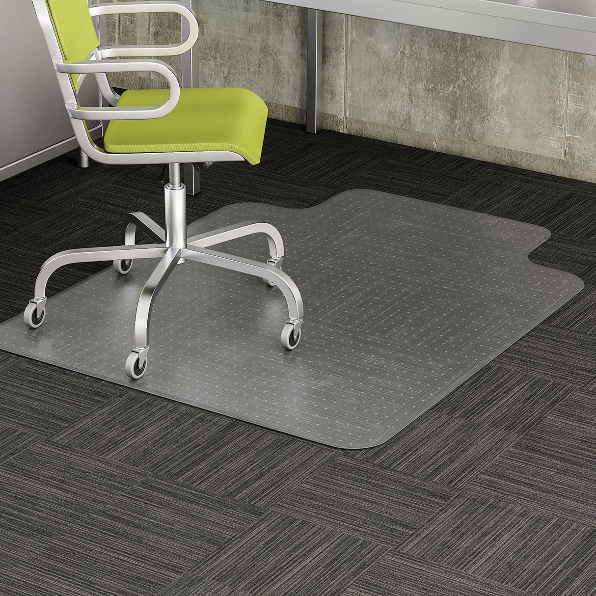 Marbig Chairmat Duramat PVC Low Key 91x121cm, durable floor protector for low pile carpets with slip-resistant surface and grippers.