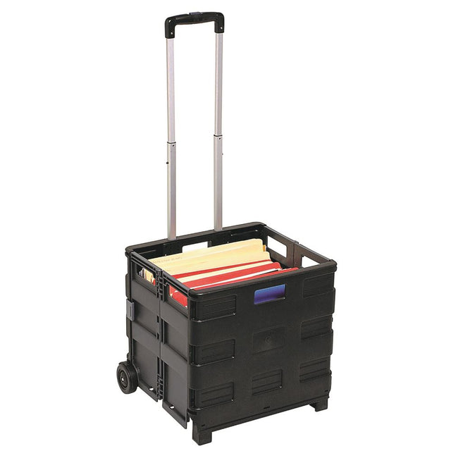 Marbig collapsible trolley storage, lightweight and portable, holds up to 25kg, folds flat for easy storage.