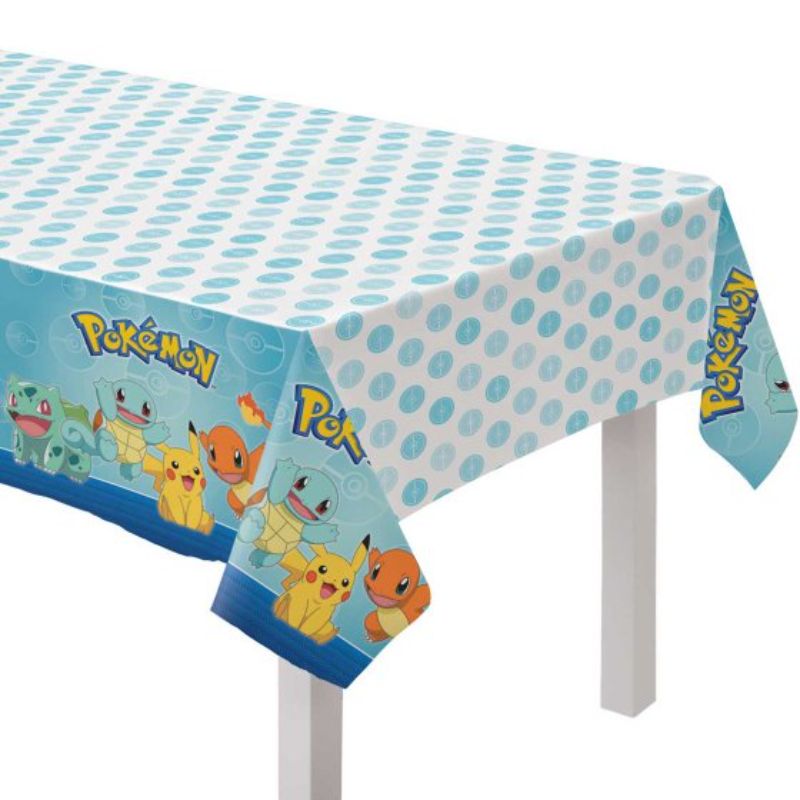 Colorful Pokemon Classic Paper Tablecover, 137cm x 243cm, perfect for parties, protecting tables while enhancing decor.