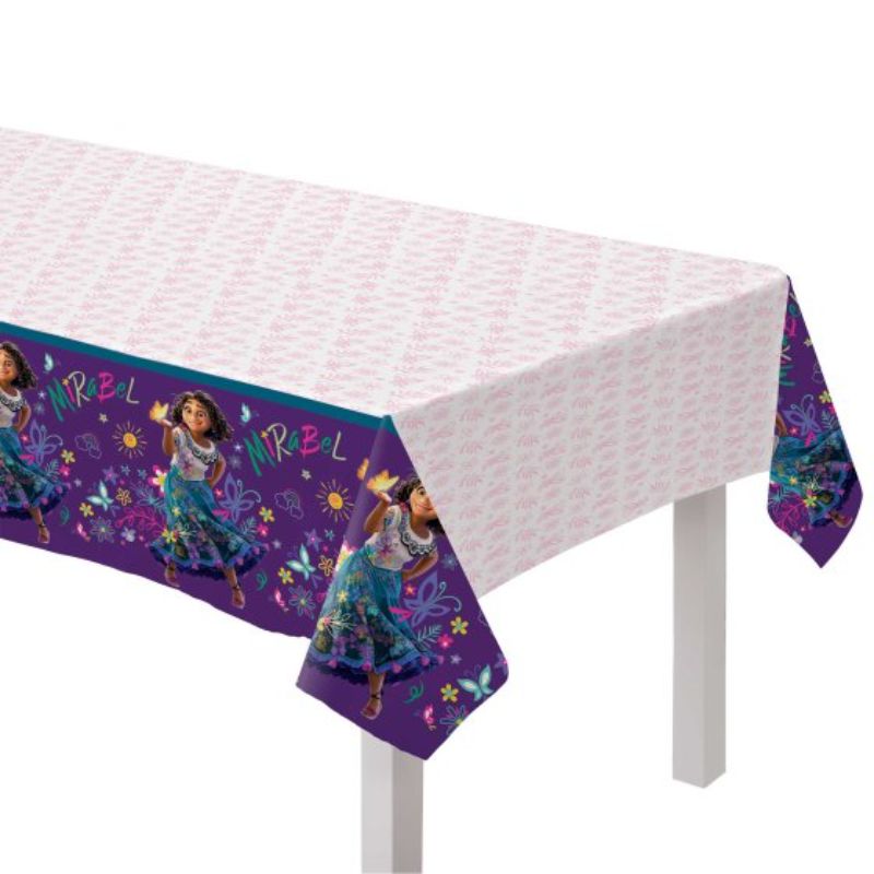 Vibrant Encanto Paper Tablecover featuring beloved characters, perfect for kids' parties and easy cleanup. Measures 137cm x 243cm.