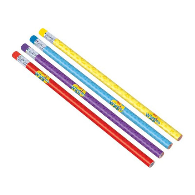 Colorful set of 8 pencils featuring The Wiggles characters, perfect for party favors and encouraging creativity in kids.