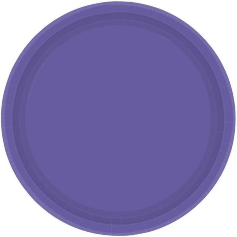 Vibrant New Purple 17cm round paper plates, eco-friendly, FSC certified, set of 20, perfect for stylish dining occasions.