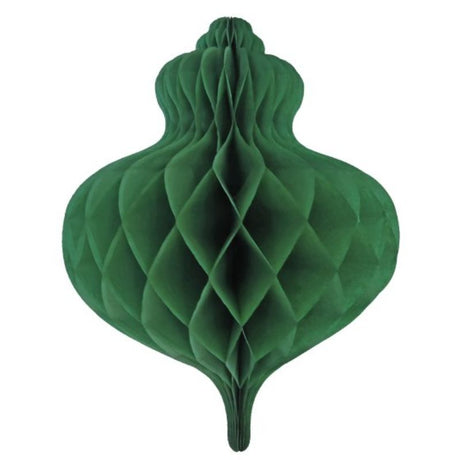 Vibrant 40cm green honeycomb bauble decoration, perfect for festive tree decor and holiday gatherings.