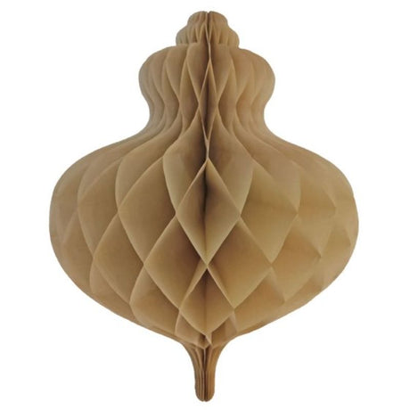 Eco-friendly 40cm honeycomb bauble decoration, perfect for adding charm to Christmas trees and festive gatherings.