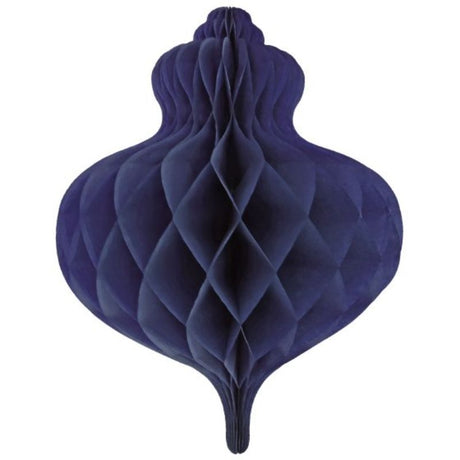 Navy honeycomb bauble decoration, 40cm, perfect for festive decor, creating a 3D effect for Christmas celebrations.