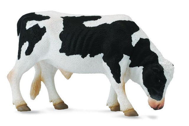 Hand-painted CollectA Friesian Bull figurine, 12cm x 6.5cm, showcasing intricate details and vibrant colors.