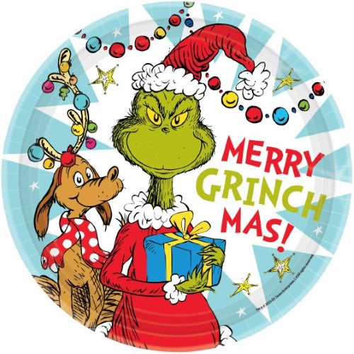 Dr. Seuss The Grinch 23cm Round Paper Plates   - Pack of 8