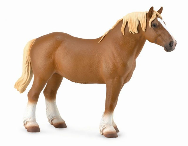 Hand-painted CollectA Belgian Mare Chestnut figurine, 18cm x 13cm, crafted from non-toxic vinyl with intricate detailing.