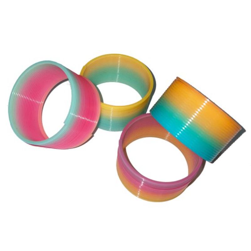 Colorful set of 4 Favors SRT Slinkys, classic toys for entertainment, stress relief, and perfect party favors.