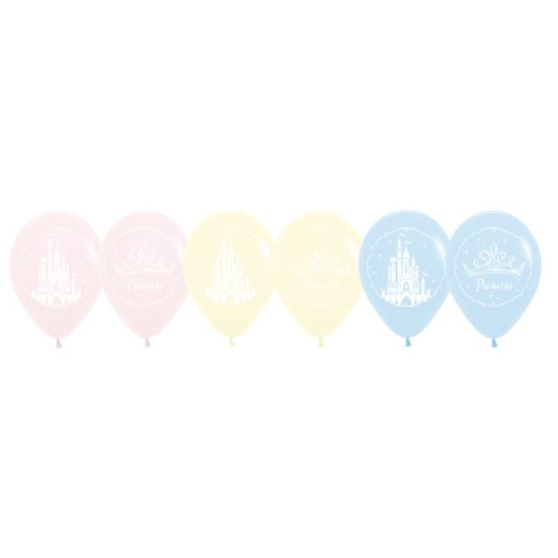 Disney Princess latex balloons, 30cm, set of 6, featuring iconic characters for magical birthday celebrations.