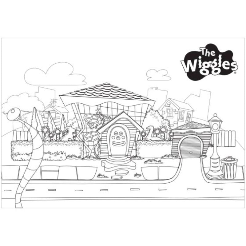 Set of 8 colorful placemats for kids featuring The Wiggles designs, perfect for interactive dining and creative play at parties.