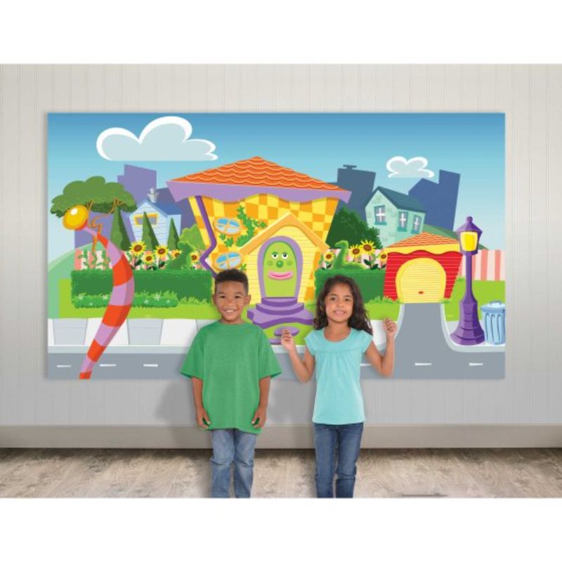 Vibrant Wiggles Party Scene Setter, 165cm x 85cm, perfect for creating a fun birthday backdrop for kids' celebrations.