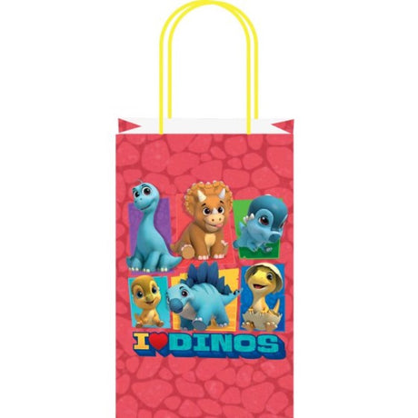 Vibrant dinosaur-themed kraft bags set of 8, perfect for parties, creative play, and eco-friendly fun for kids.