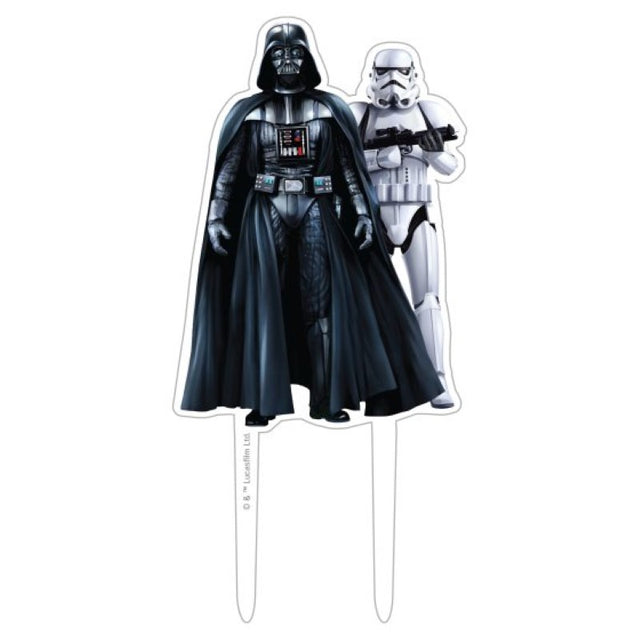 Star Wars acrylic cake topper, 8cm wide and 17cm high, featuring iconic designs for themed celebrations.