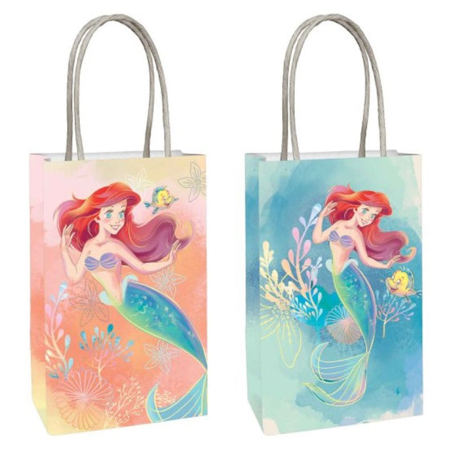 Set of 8 Little Mermaid-themed Kraft bags, perfect for party favors, gift wrapping, and children’s celebrations.