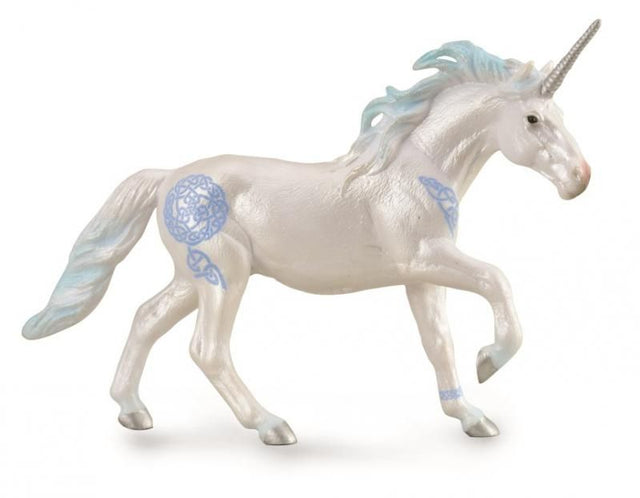 Hand-painted blue unicorn figurine, 17.1cm x 11.6cm, made from durable, non-toxic PVC for imaginative play and decoration.