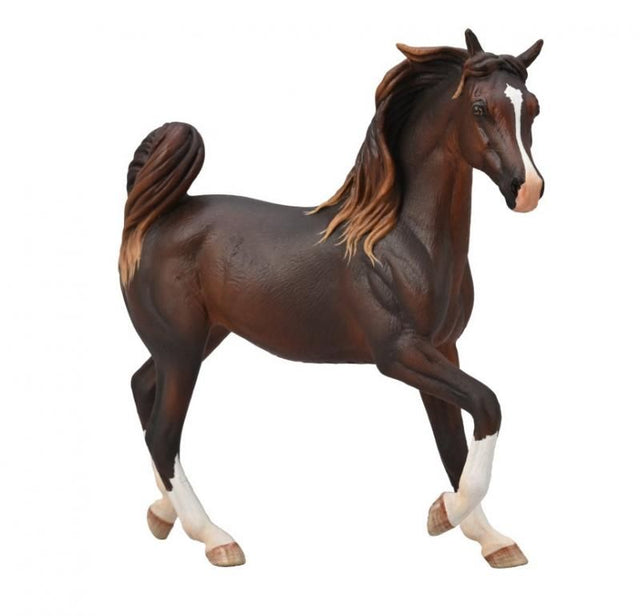 Hand-painted CollectA Arabian Mare Liver Chestnut figurine, 12.6cm x 12.4cm, made from durable, non-toxic vinyl.