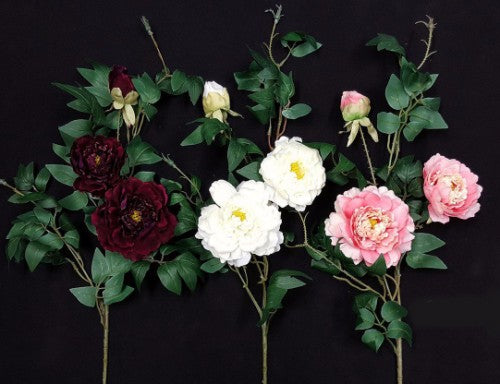 Lifelike Single White Peony floral stem, ideal for versatile decor and enhancing any arrangement with elegance.