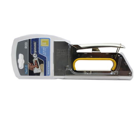 Compact, all-steel Rapid 23 light-duty stapler with bottom loading and recoilless operation for comfortable use.