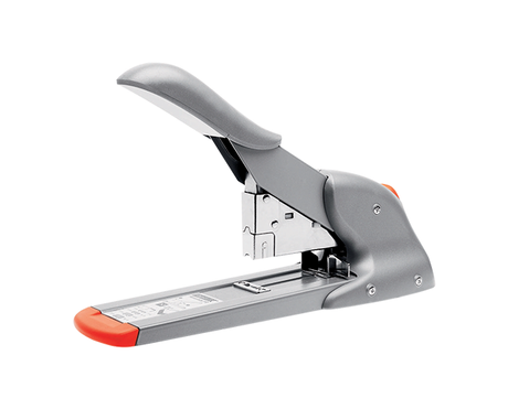 Heavy duty Rapid H110 stapler with long handle, jam-free mechanism, and stable rubber feet for effortless stapling.