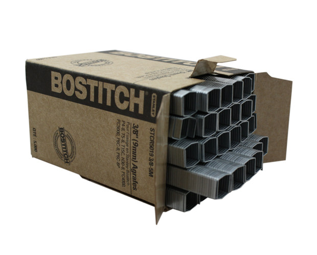 Bostitch STCR5019 heavy-duty staples, 9/10mm, box of 5000, ideal for P6C-8 pliers, strong and durable for thick documents.