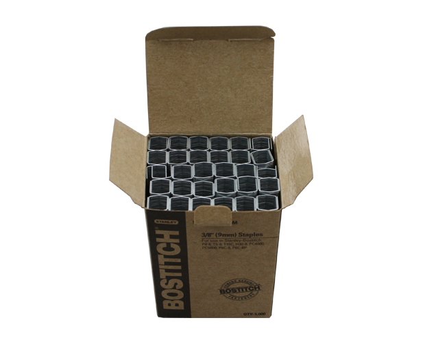 Bostitch STCR5019 heavy-duty staples (9/10mm) in a box of 5000, designed for P6C-8 and P6C-8P pliers, ideal for secure stapling.