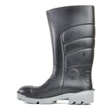 Bata Worklite Safety Toe Gumboots in black, size 15; durable, water-resistant, with anti-slip sole for wet environments.