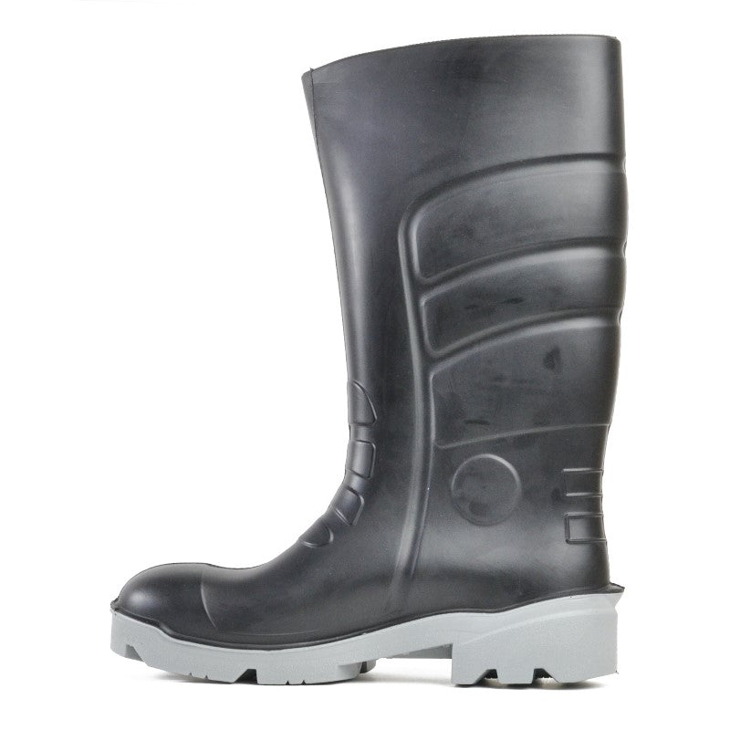 Black Bata Worklite Safety Toe gumboots (size 10) feature waterproof design and anti-slip soles for workplace safety.