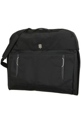 Slim black garment sleeve by Victorinox, designed to keep business attire wrinkle-free with detachable strap and multiple pockets.