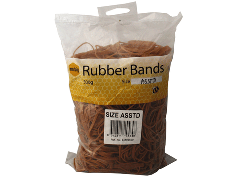 High-quality No 62 rubber bands in a 500gm pack, perfect for organizing, bundling, and crafting tasks.