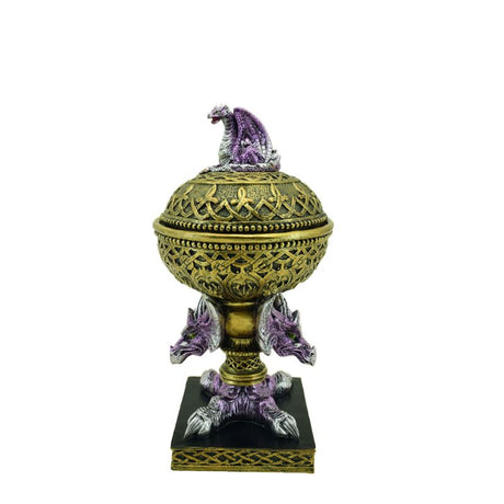 Purple dragon trinket box with intricate design, perfect for storing small treasures and enhancing home decor.