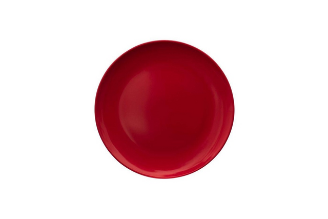 Vibrant red 20cm Serroni Melamine Plate, lightweight and shatterproof, ideal for outdoor dining and everyday use.