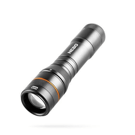 Nebo Newton 500 Handheld Flashlight with robust LED, 4 modes, durable aluminum, IP67 rating, and 4x zoom for versatile lighting.